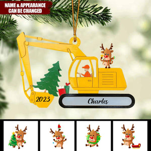 Personalized Christmas Excavator Construction Ornament