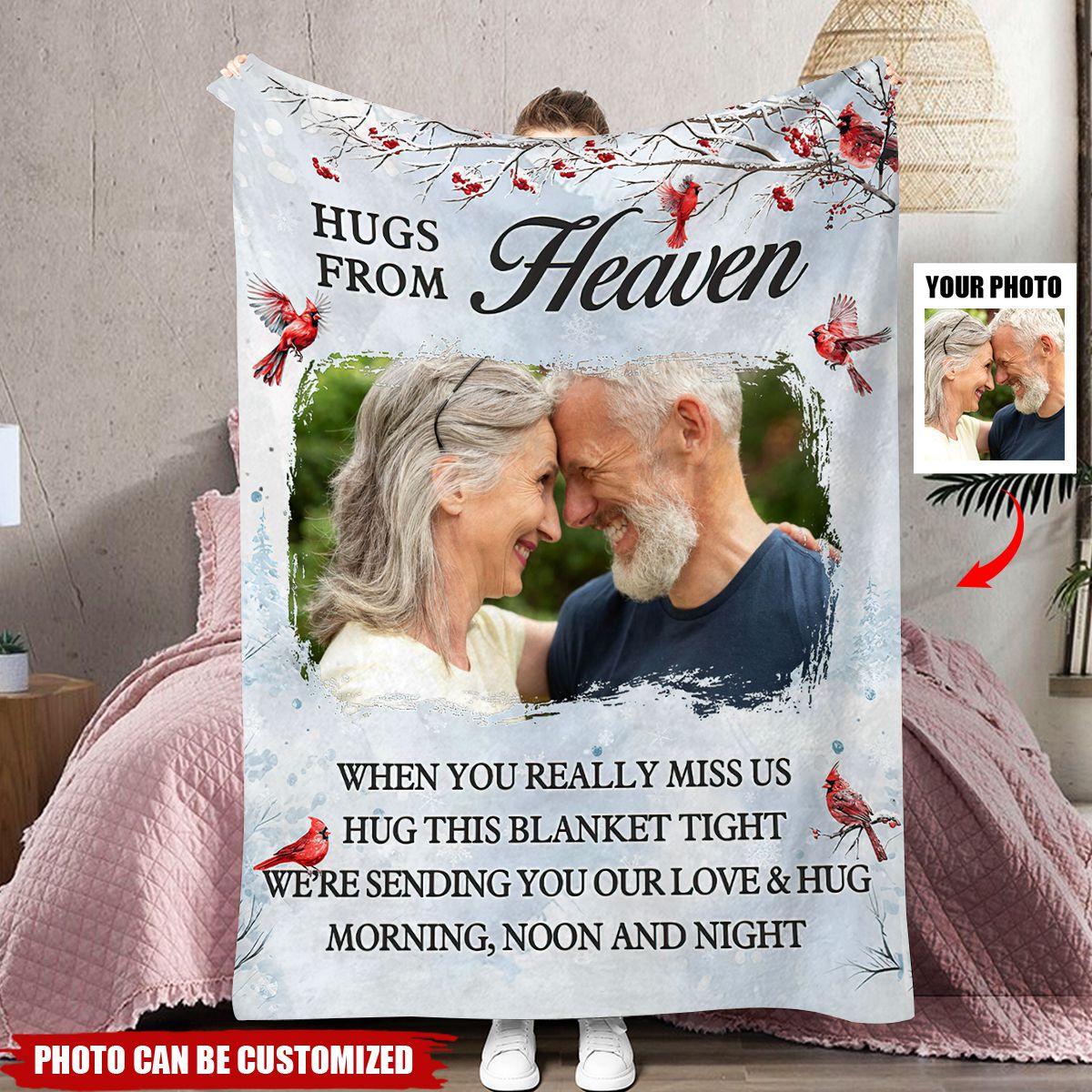 A Hug From Heaven - Memorial Personalized Photo Blanket