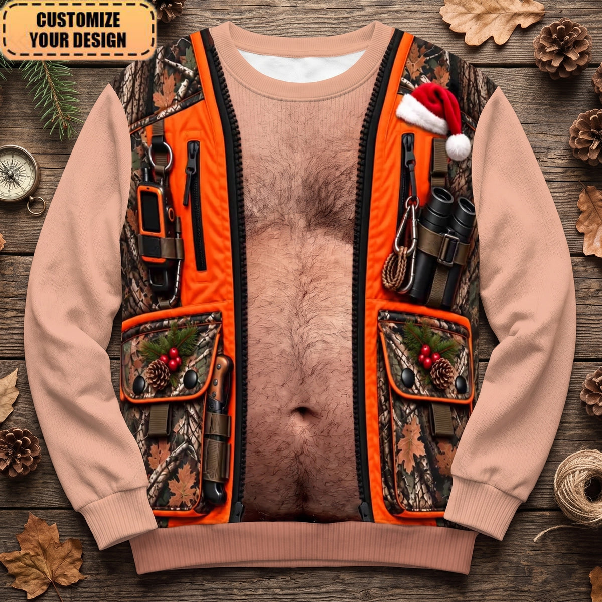 Custom Skin Tone Funny Christmas Hunting Vest Gifts For Hunter - Personalized Ugly Sweater