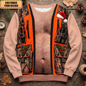Custom Skin Tone Funny Christmas Hunting Vest Gifts For Hunter - Personalized Ugly Sweater