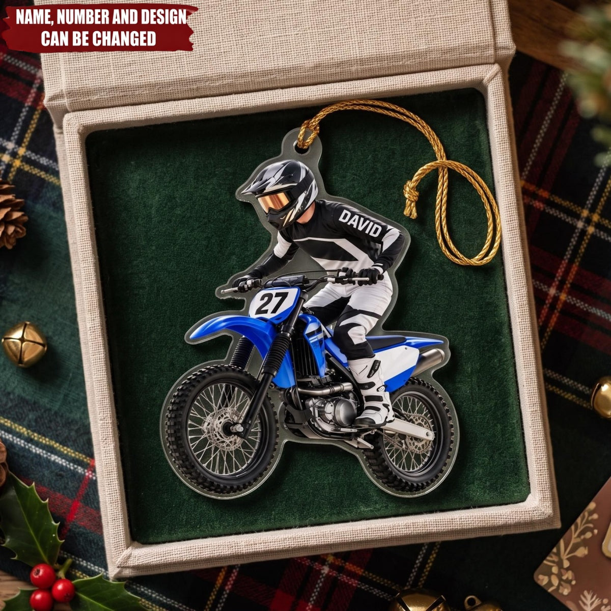 Motocross  – Personalized Acrylic Custom Shape Ornament, Gift for Biker