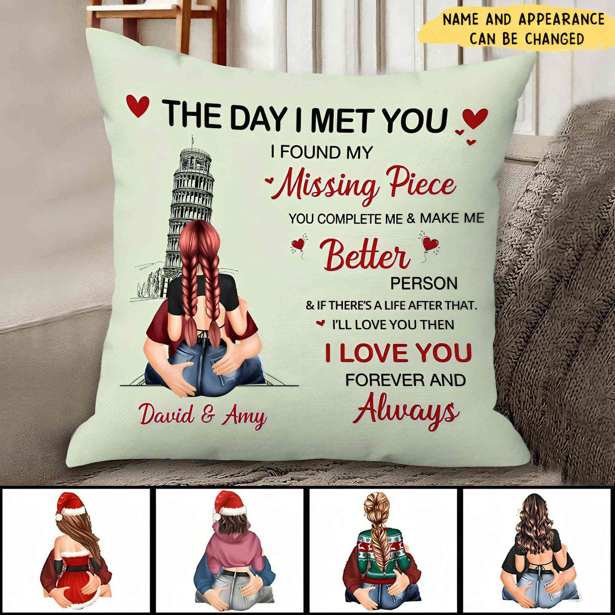 The Day I Met You I Found My Missing Piece You Complete Me - Personalized Gifts Pillow For Him Her