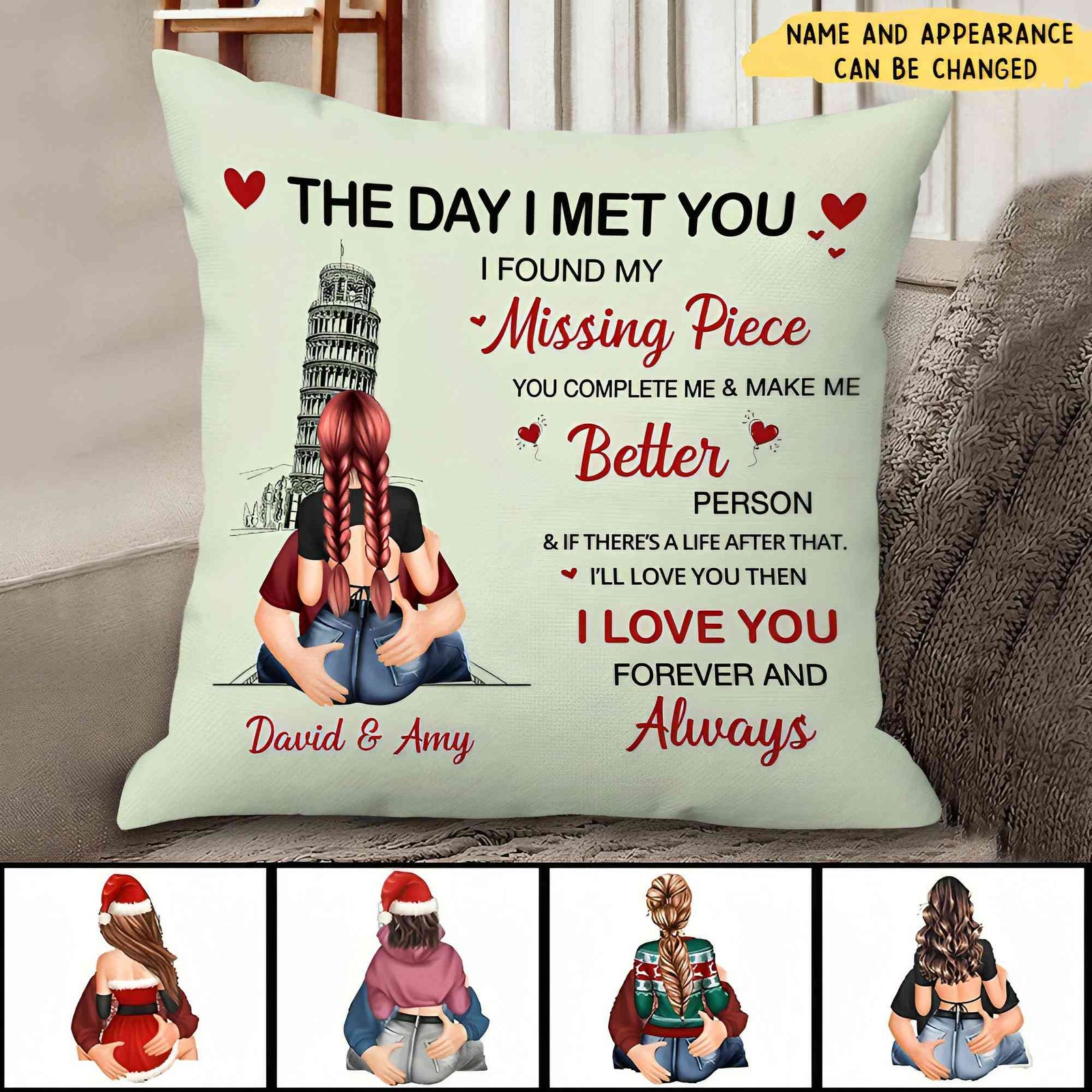 The Day I Met You I Found My Missing Piece You Complete Me - Personalized Gifts Pillow For Him Her