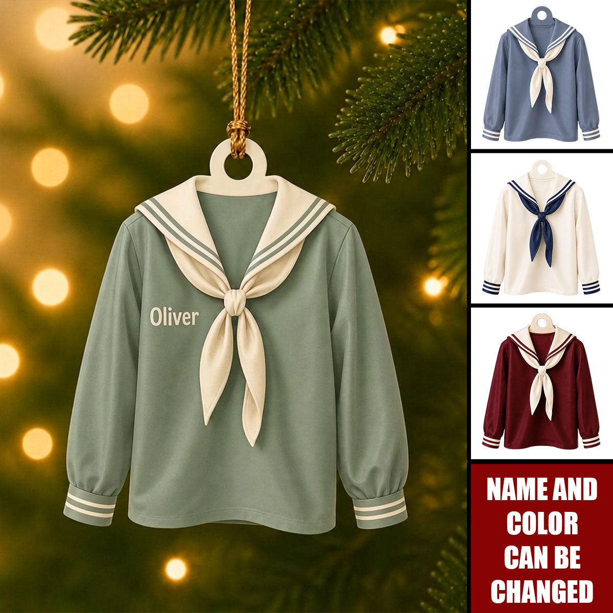 Personalized Sailor Uniform Acrylic Ornament, Custom School Uniform Keepsake Hanging Decor, Military Gift,Student Uniform Christmas Ornament