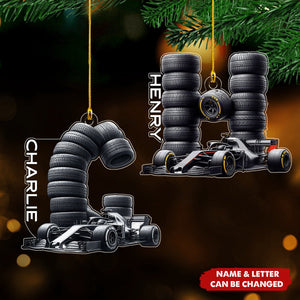 Custom Letter Sport Car Racing Ornament, Gift For Racing Fan