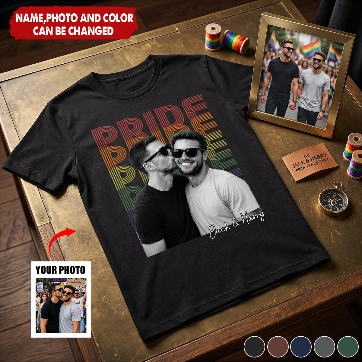 Retro Pride Bootleg Style LGBT+ Couple - Personalized T-Shirt