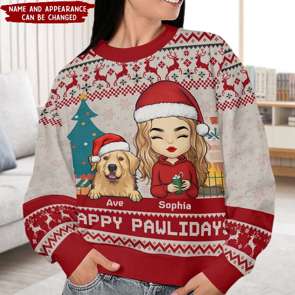 Happy Great Pawlidays - Dog & Cat Personalized Custom Ugly Sweatshirt  - Christmas Gift For Pet Owners, Pet Lovers