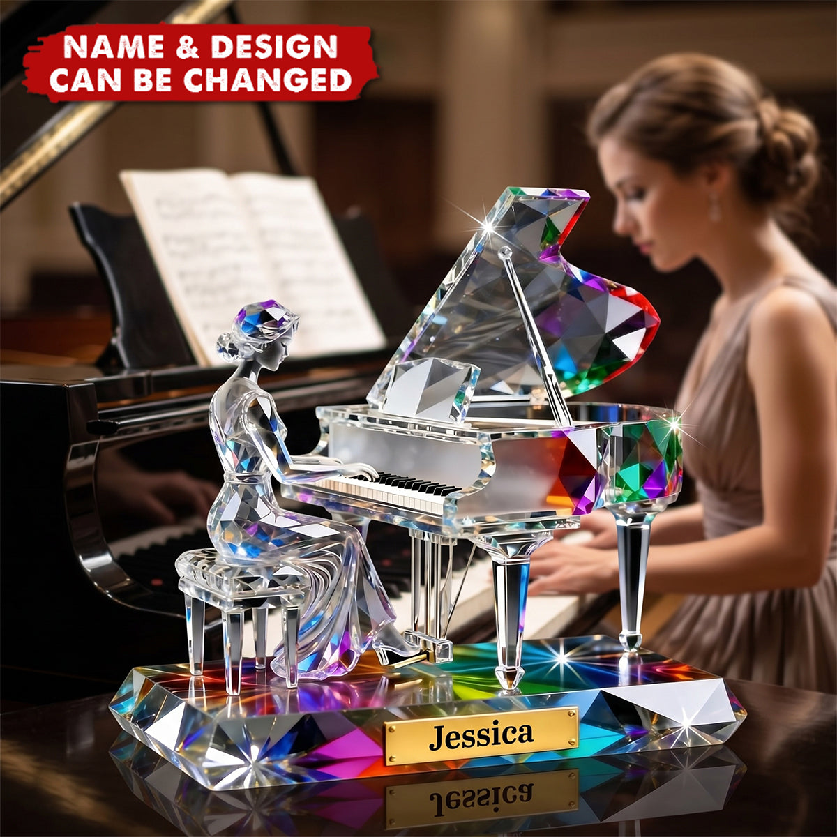 The Pianist’s Piano Desk - Personalized Acrylic Block Plaque