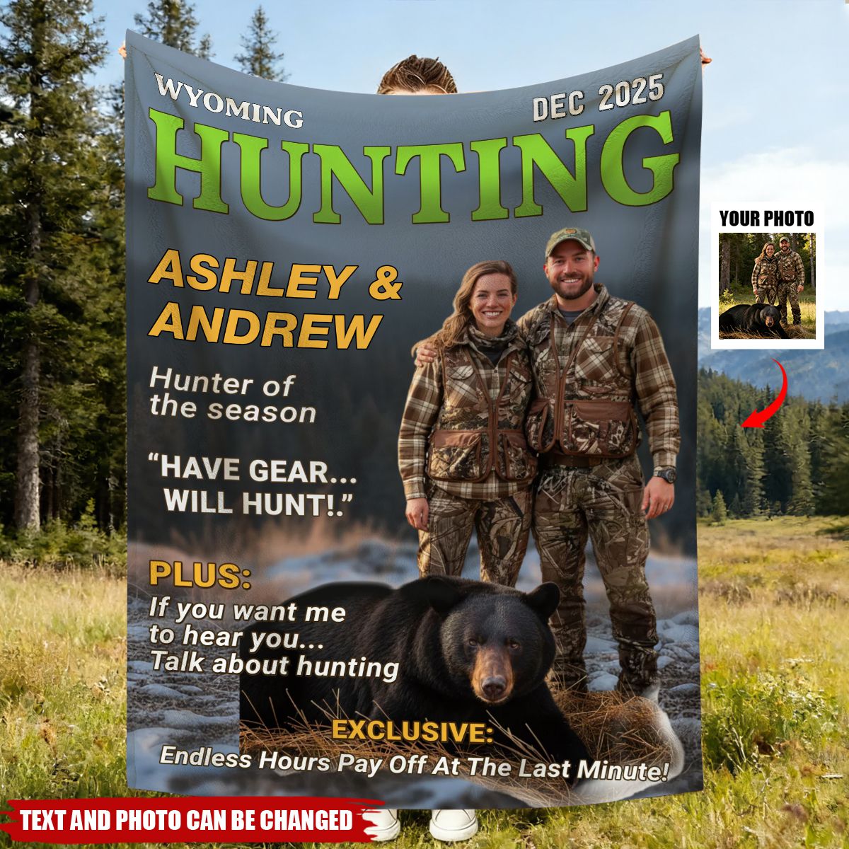 Custom Photo Magazine Blanket - Personalized Christmas Birthday Hunting Gifts For Hunters - From Camo To Forever