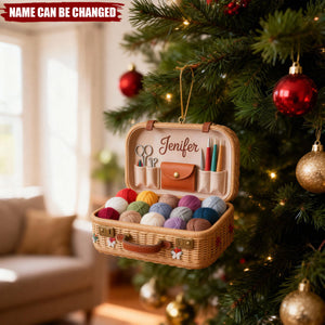 Knitting and Crochet 2D FLAT Ornament, Personalized Yarn Ball Ornament, Sewing Lover Gift