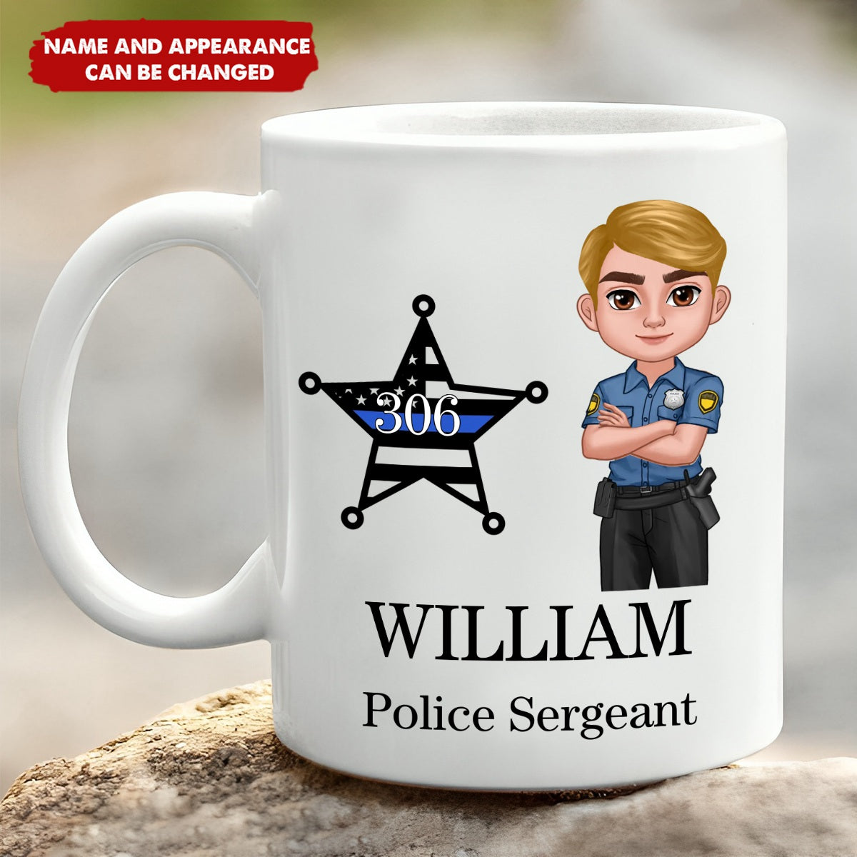 Police Thin Blue Line Personalized Mug, Appreciation Gift, Christmas Gift For Colleagues, Boss, Police Officers, Sheriff, Deputy Sheriff