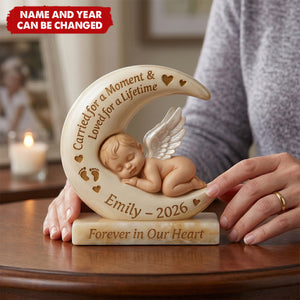 Baby Angel & Moon - Personalized Custom Shaped Acrylic Plaque
