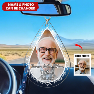 Custom Photo In Loving Memory - Personalized Custom Shaped Acrylic Car Ornament