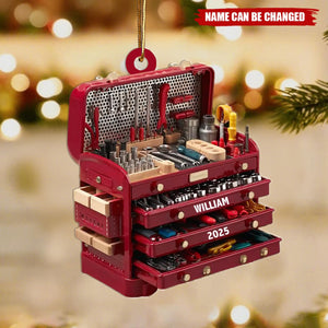 Personalized Toolbox Ornament with Name and 2025,  Gift for Handyman, Mechanic, or Tool Lover