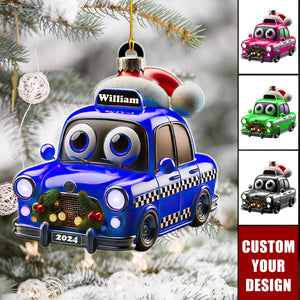 Custom Name and Year Christmas Car Ornament, Custom Christmas Gift