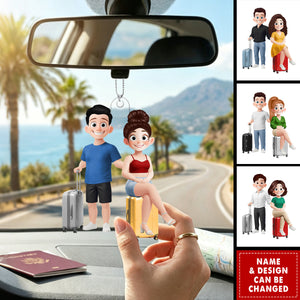 The Adventures Of Travel Lovers - Personalized Acrylic Car Ornament - Gift For Travelers