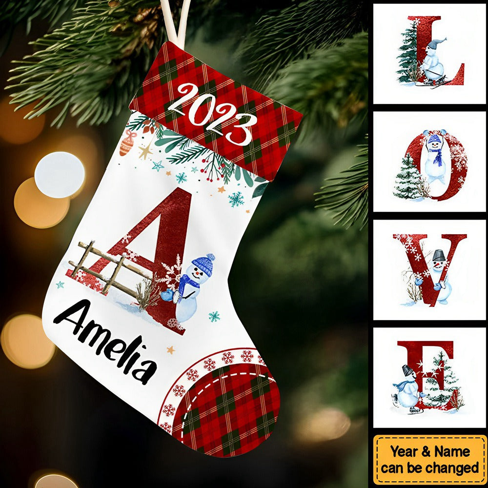 Gift For Family Name Letter Christmas 2023 Stocking