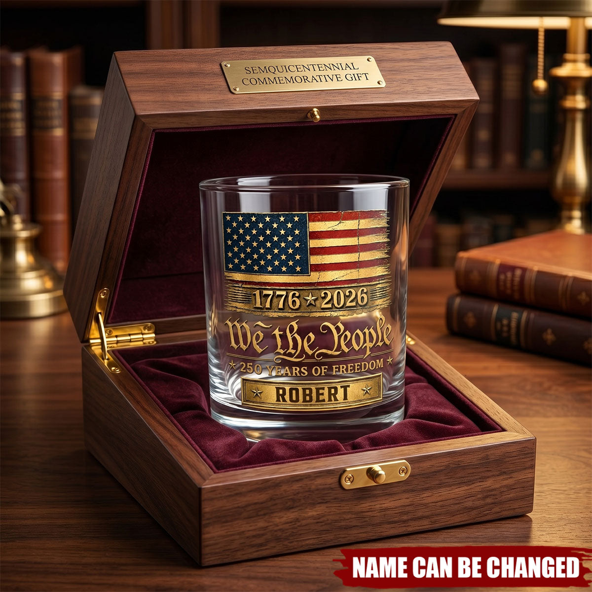 Red White And Proud - Personalized Whiskey Glass