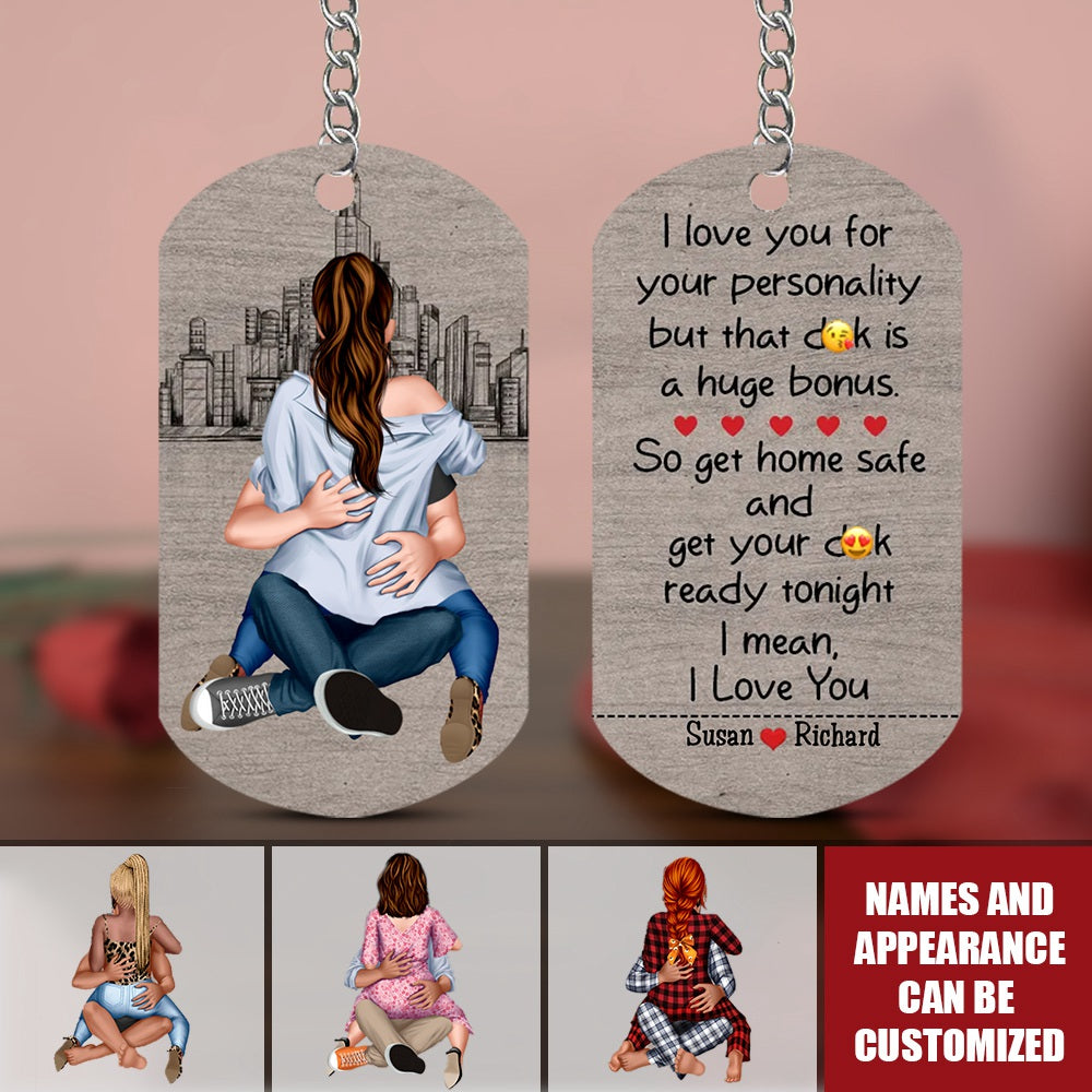 Get Home Safe - Personalized Stainless Steel  Keychain, Valentine's Day Gift Idea For Couple