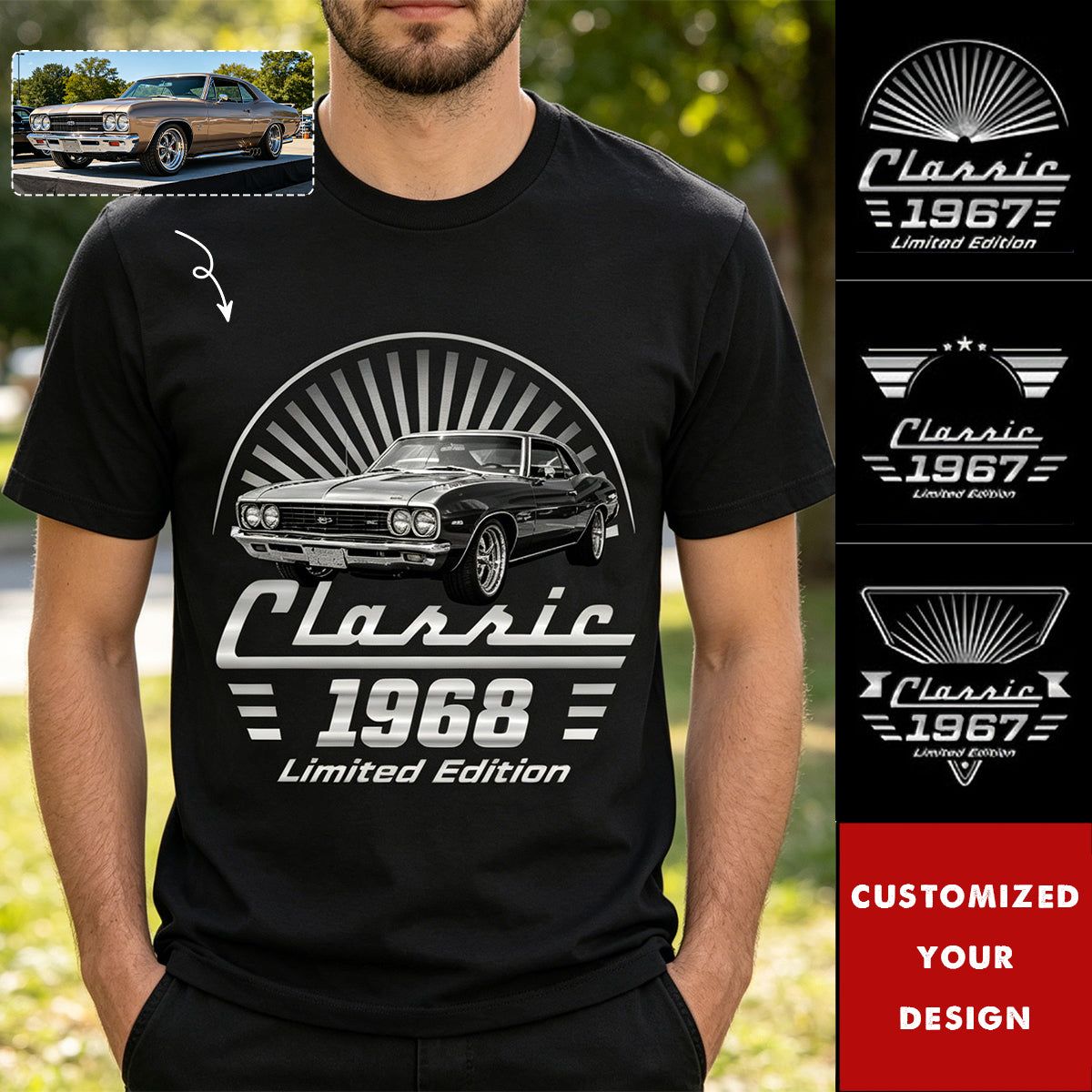 Custom Photo Classic Car Limited Edition - Personalized T-Shirt