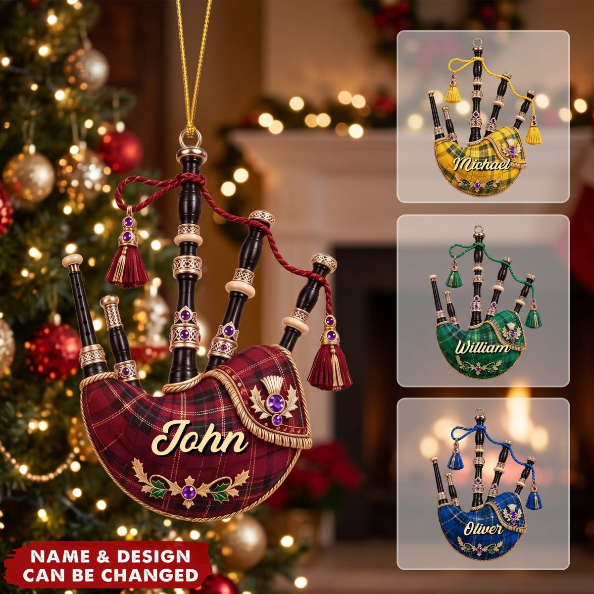 Scotland Bagpipe – Personalized Acrylic Custom Shape Ornament