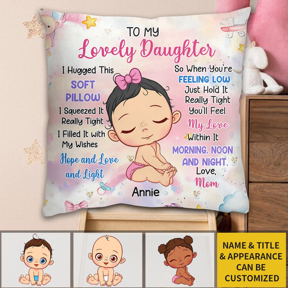 Hugged This Soft Pillow - Personalized Pillow, Gift For Baby Granddaugthter Grandson Daughter Son