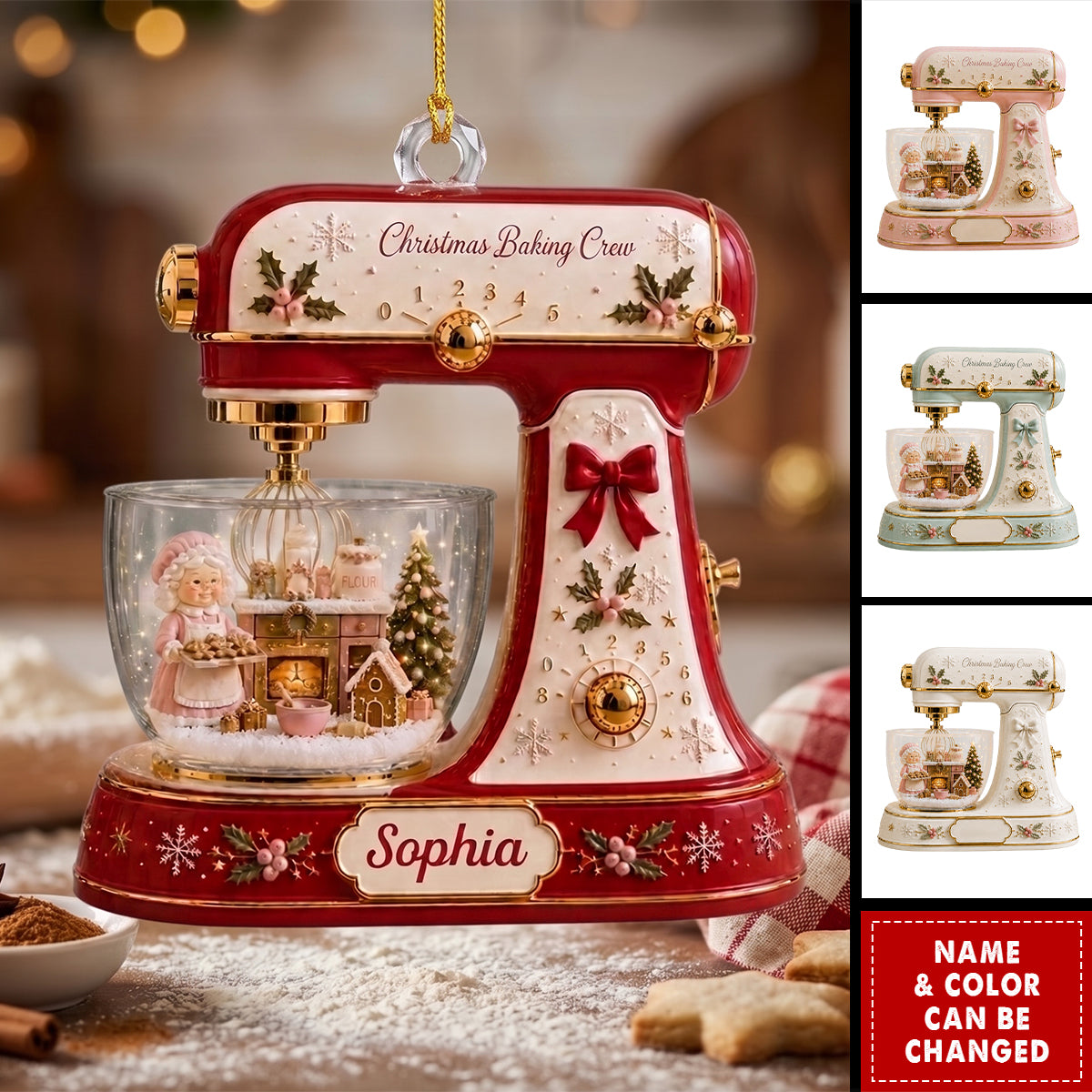 Custom Kitchen Stand Mixer Acrylic Ornament, Personalized Baking Crew Tree Hanging