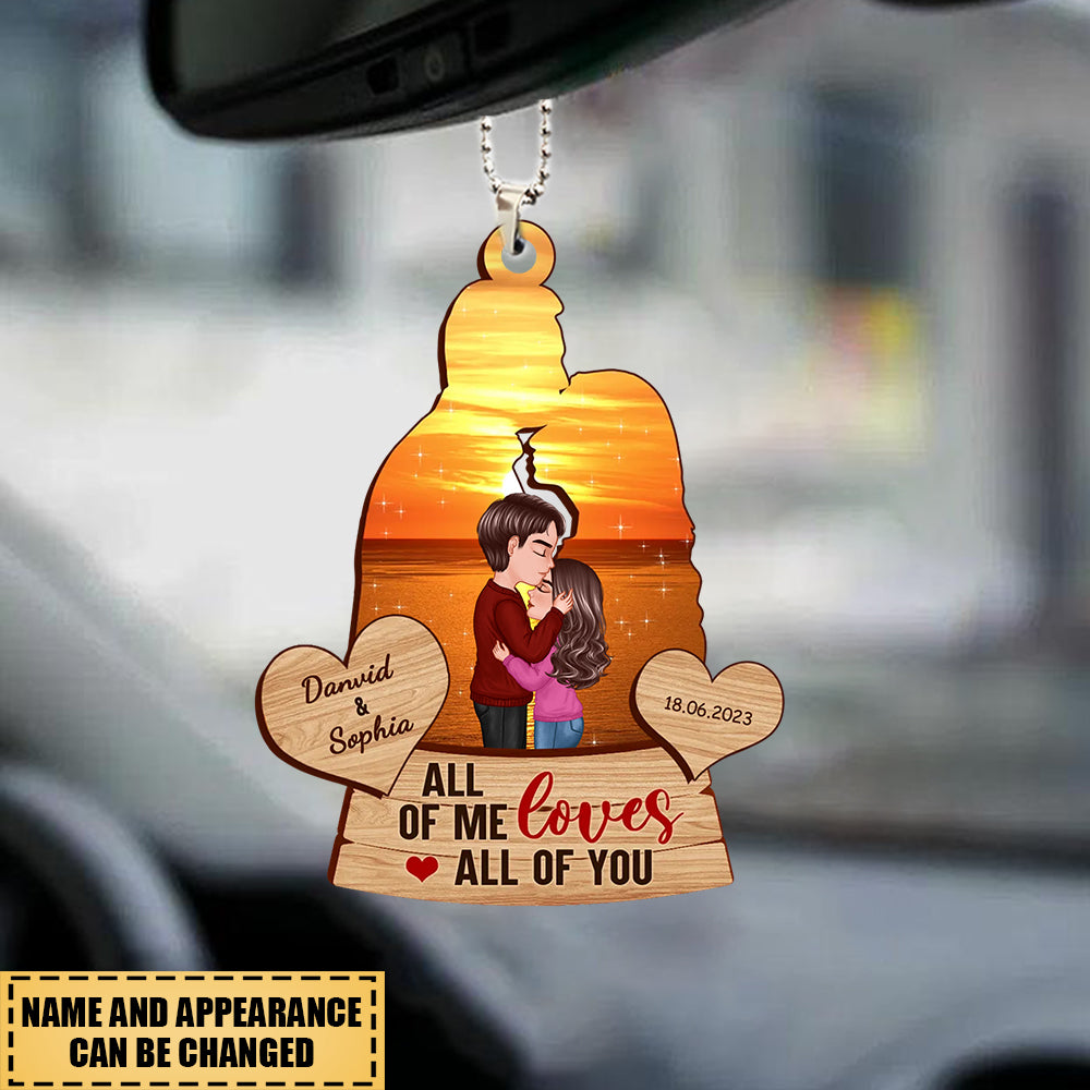 Couple Kissing Shadow Personalized Wooden Ornament