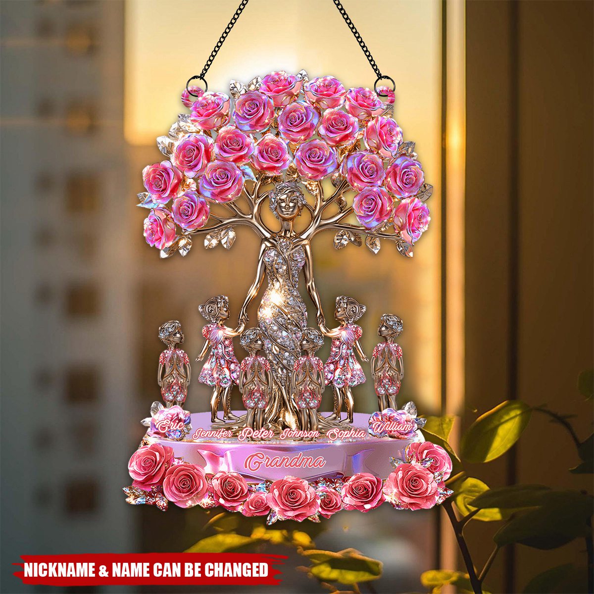 The Love Between Mother And Her Kids - Personalized Window Hanging Suncatcher Ornament
