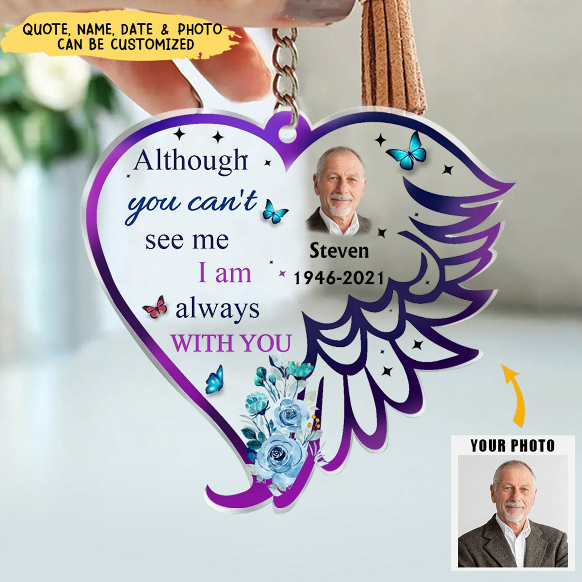 Personalized Photo Memorial Acrylic Keychain - Memorial Gift Idea For Loss Of Dad/ Mom