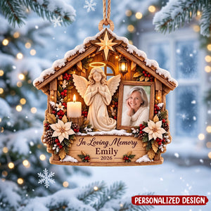 Personalized Memorial Photo Wood Ornament, In Loving Memory Christmas Ornament