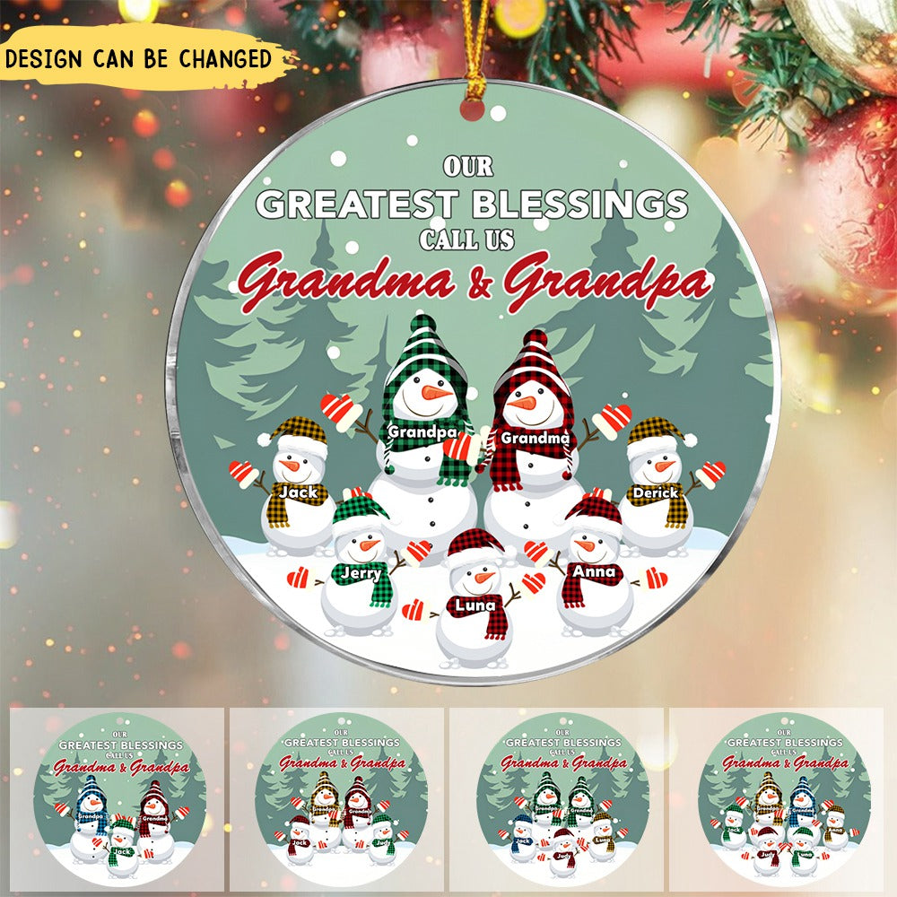 Family - Our Greatest Blessings Call Us Grandma And Grandpa - Personalized Circle Ornament