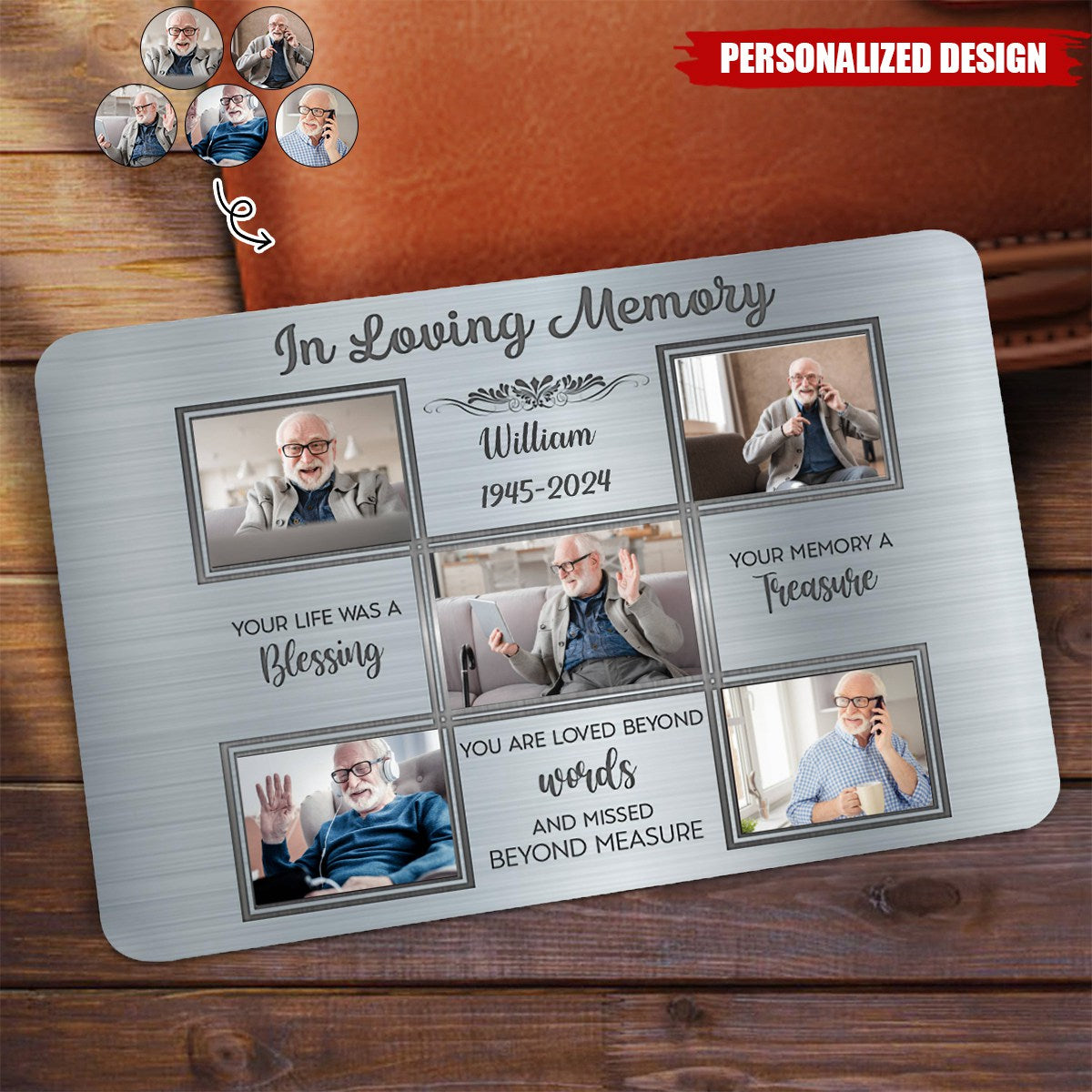 In Loving Memory Photo Frame Treasure - Personalized Stainless Steel Wallet Card