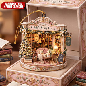 Personalized Book Nook Christmas Ornament, Christmas Ornament Gift For Book Lovers, Bookish Gift, Booknerd Gift, Librarian Reader