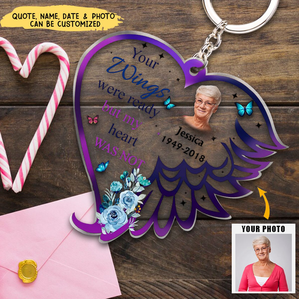 Personalized Photo Memorial Acrylic Keychain - Memorial Gift Idea For Loss Of Dad/ Mom