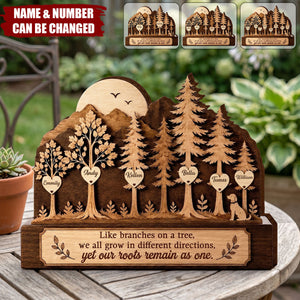 Our Roots Remain As One - Personalized Family Tree 4-layered Wooden Block