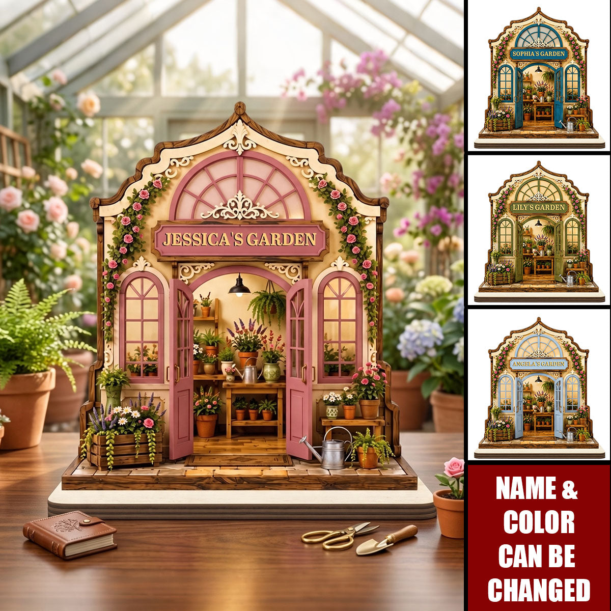 Custom Greenhouse Garden Wooden Plaque - Personalized Name Gift
