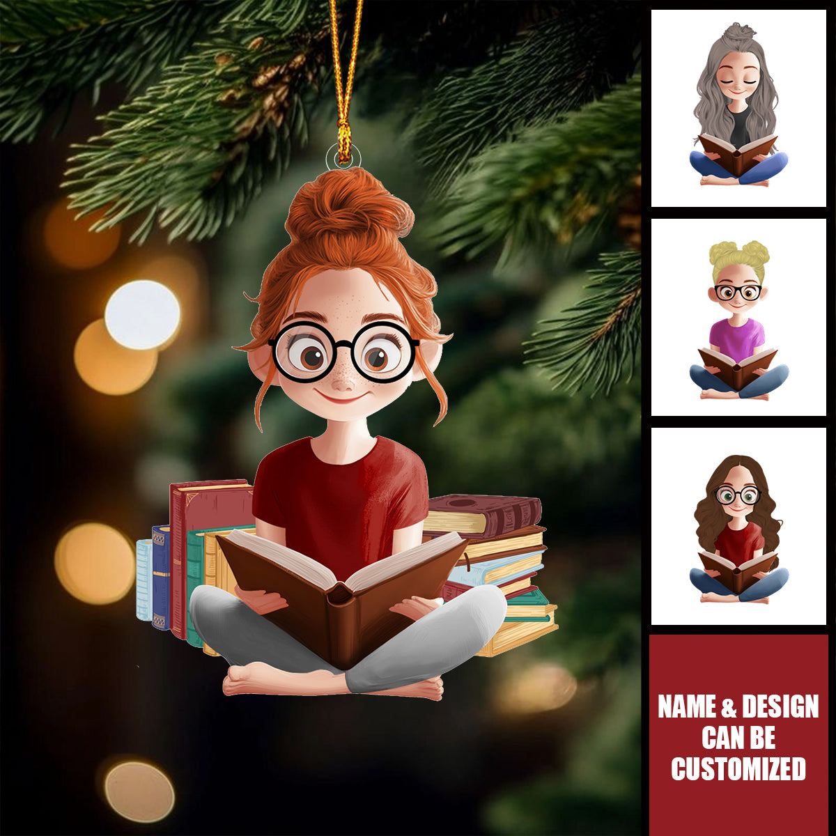 A Girl Loves Reading Books - Personalized Acrylic Ornament