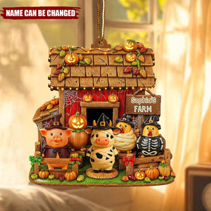 Personalized Animal Farm Christmas Ornament, Halloween Farm Wood Ornament