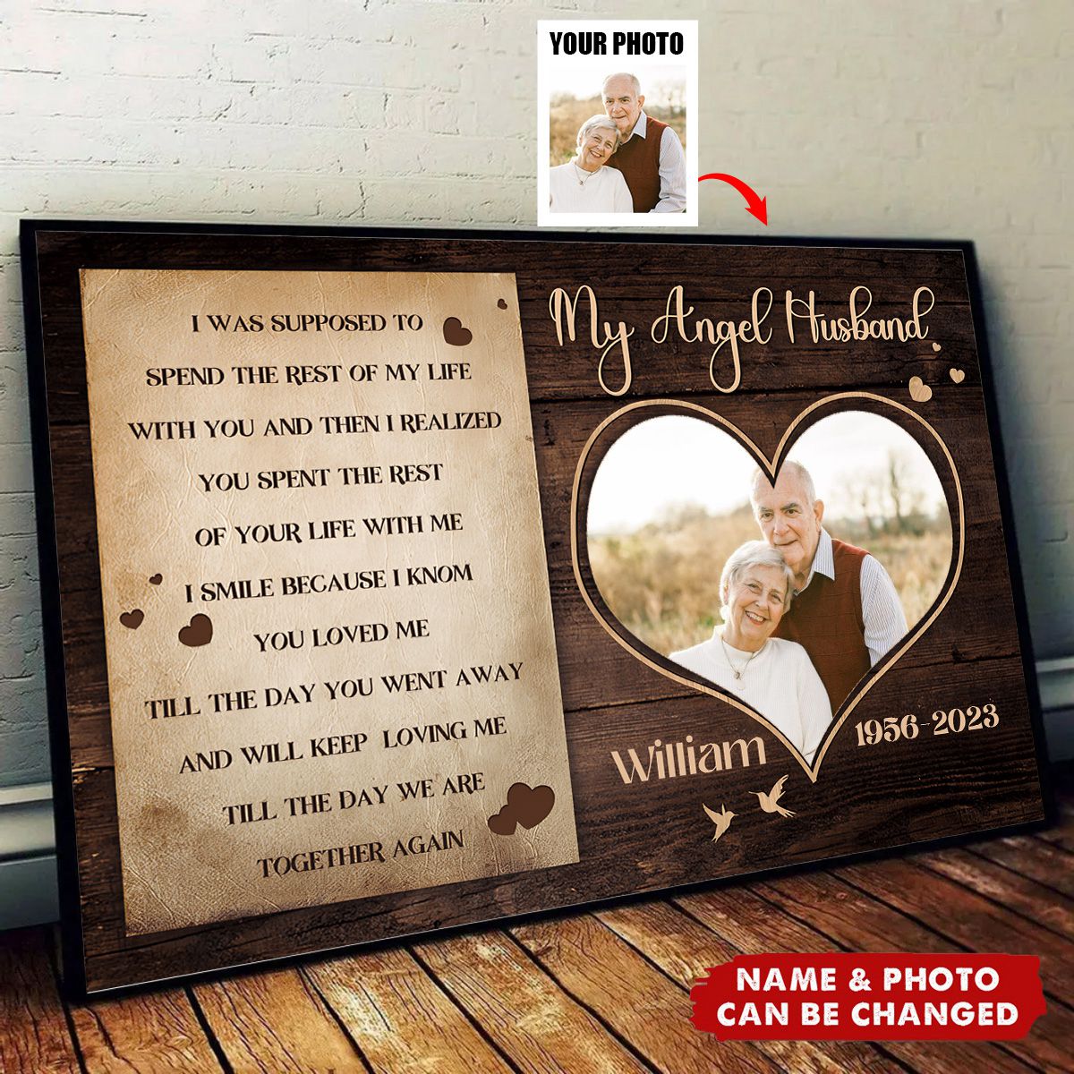 Custom Photo Personalized Memorial Gifts For Loss Of Husband Memorial Bereavement Loss Of Loved - Personalized Custom Canvas