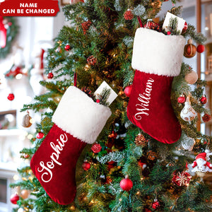 Personalized Red Velvet Christmas Stockings, Christmas Home Decor