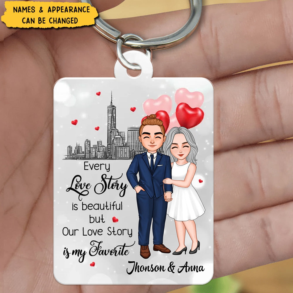 Our Favorite Love Story Couple Skyline Personalized Acrylic Keychain