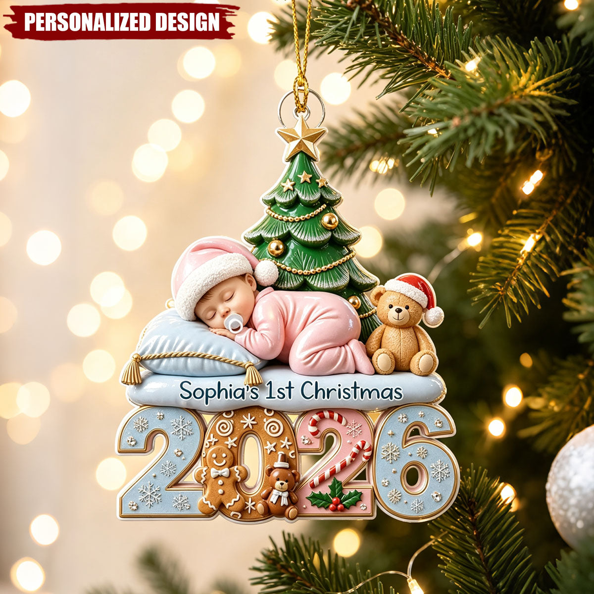 Personalized Baby First Christmas Ornament 2026, Custom Baby Name Acrylic Ornament