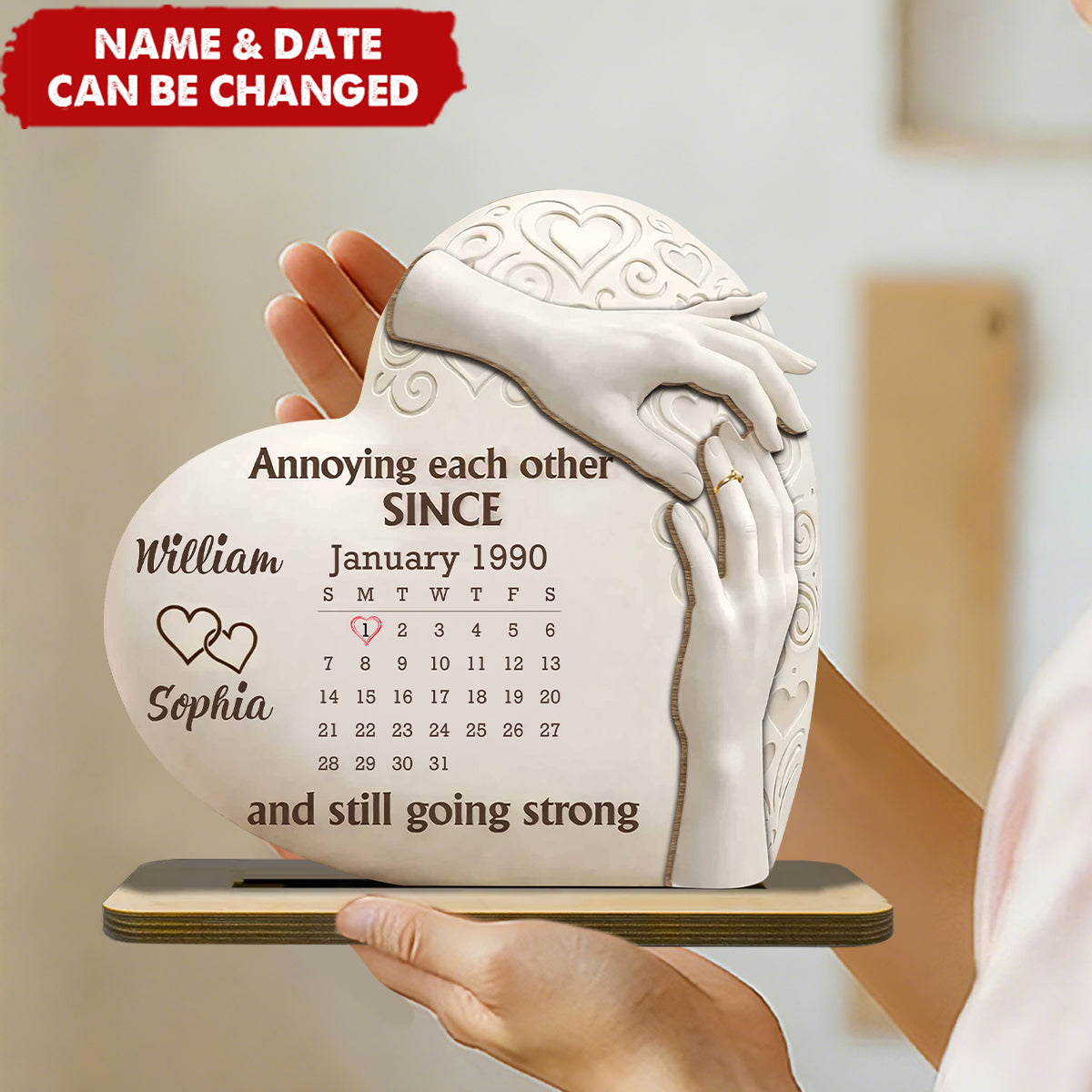 Annoying Each Other Since, Heart and Hands Design Wooden Plaque