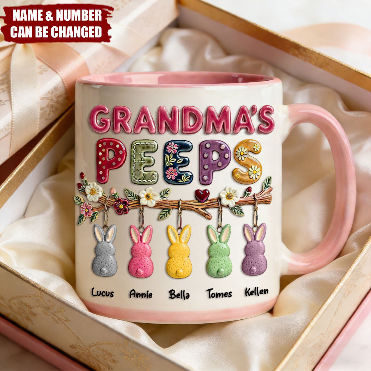Grandma Bunny Easter Accent Mug - Personalized Gifts For Grandma