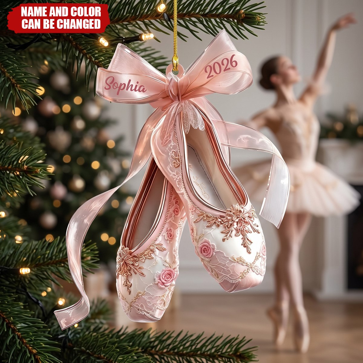 Ballet Shoes Christmas Ornament, Pointe Shoe Acrylic Tree Hanging