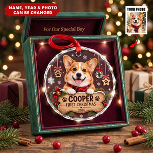 Dog First Christmas - Personalized Glass Ornament