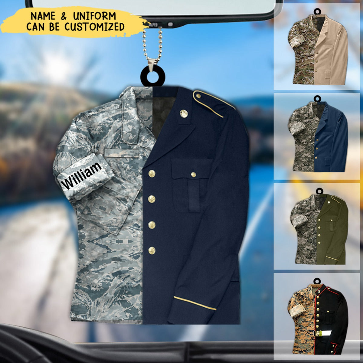 Military Camouflage and Dress Blues Uniform Personalized Acrylic Ornament For Military Veteran