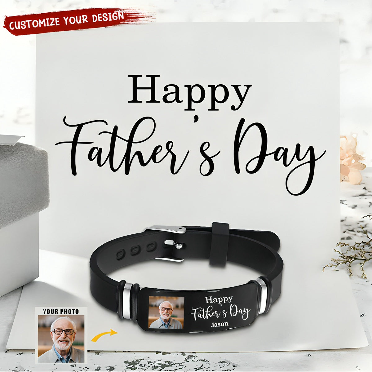 Custom Photo Best Mom Dad Ever - Gift For Family, Siblings, Friends - Personalized Engraved Bracelet