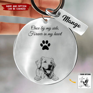Custom Pet Dog Memorial Stainless Steel Keychain - Personalized In Loving Memory Of Keyring - You Paws Prints Are Forever In My Heart